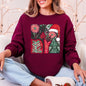 Merry and Bright, Retro Pattern, Christmas, Santa Hat, Christmas Tree Sweatshirt