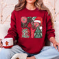 Merry and Bright, Retro Pattern, Christmas, Santa Hat, Christmas Tree Sweatshirt