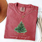Merry and Bright, Sleigh, Christmas Tree, Winter, Snow, Xmas Tshirt Comfort Colors T-Shirt