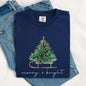 Merry and Bright, Sleigh, Christmas Tree, Winter, Snow, Xmas Tshirt Comfort Colors T-Shirt