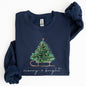 Merry and Bright, Sleigh, Christmas Tree, Winter, Snow, Xmas Sweatshirt