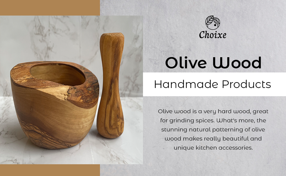 Olive Wood Rustic Mortar and Pestle | Kitchen [Wood] | Kitchen + Metal