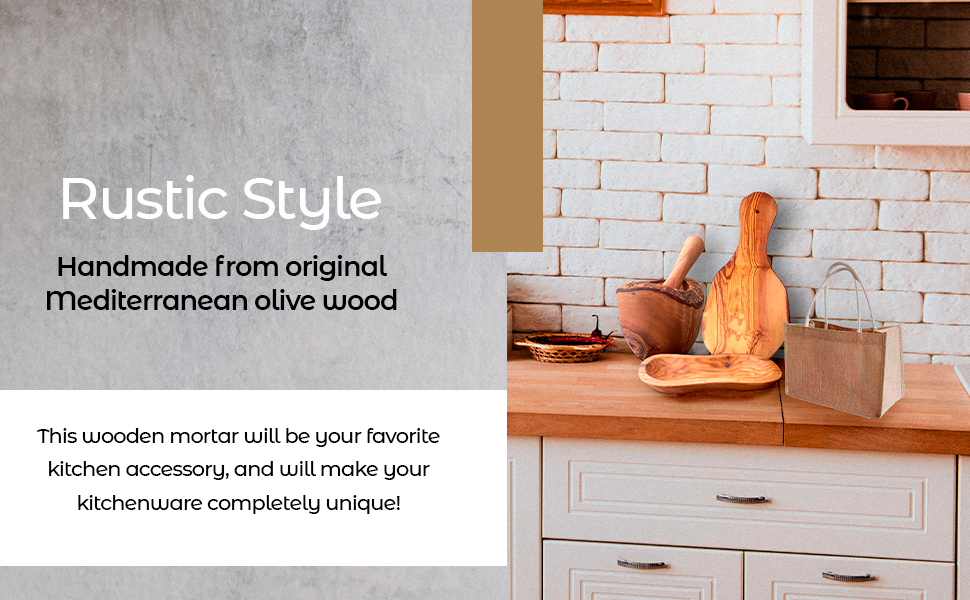 Olive Wood Rustic Mortar and Pestle | Kitchen [Wood] | Kitchen + Metal