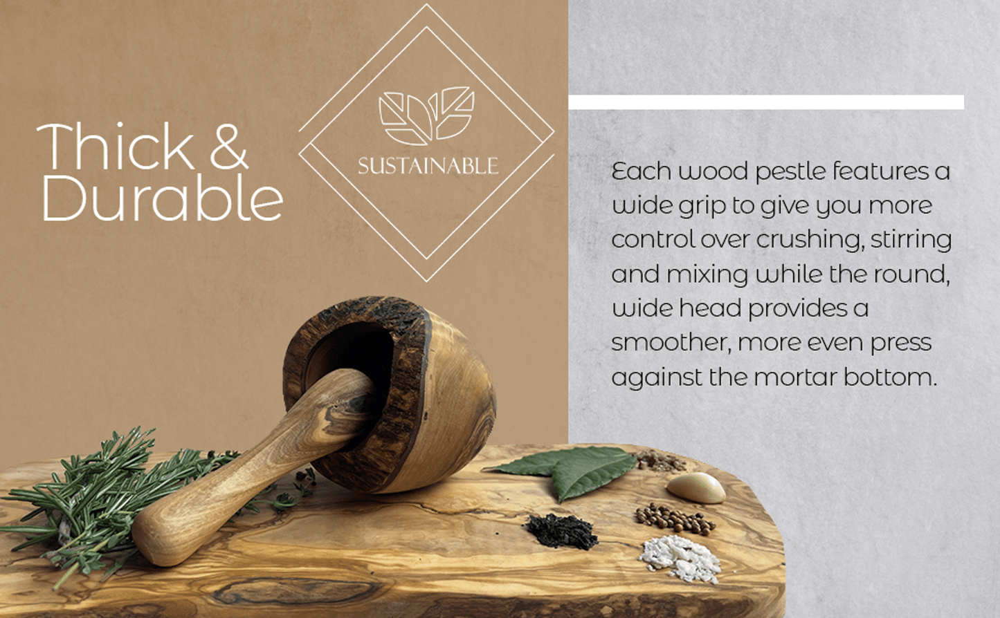 Olive Wood Rustic Mortar and Pestle | Kitchen [Wood] | Kitchen + Metal