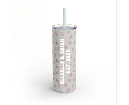 Customizable: Floral Pattern Tumbler, Personalized Gift for Coffee Lovers, Travel Mug for Women, Insulated Drinkware, Trendy Water Bottle