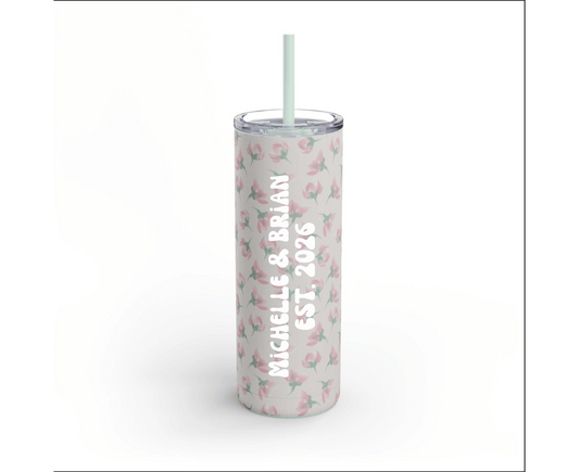 Customizable: Floral Pattern Tumbler, Personalized Gift for Coffee Lovers, Travel Mug for Women, Insulated Drinkware, Trendy Water Bottle