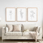 Wildflower Trendy Line Art Set of 3 Wall Decor