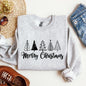 Minimalist Merry Christmas Trees, Classic, Retro, Winter, Santa, Xmas Sweatshirt