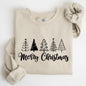 Minimalist Merry Christmas Trees, Classic, Retro, Winter, Santa, Xmas Sweatshirt