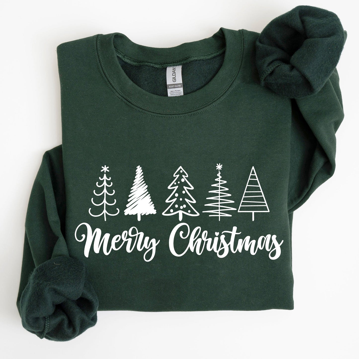 Minimalist Merry Christmas Trees, Classic, Retro, Winter, Santa, Xmas Sweatshirt