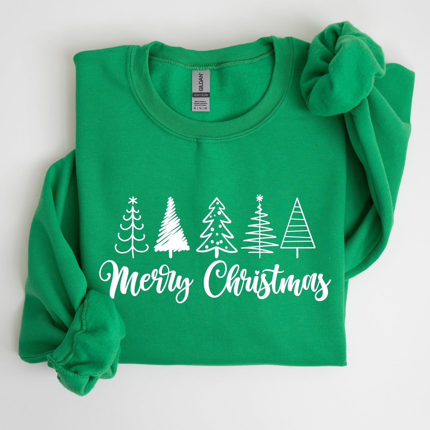 Minimalist Merry Christmas Trees, Classic, Retro, Winter, Santa, Xmas Sweatshirt