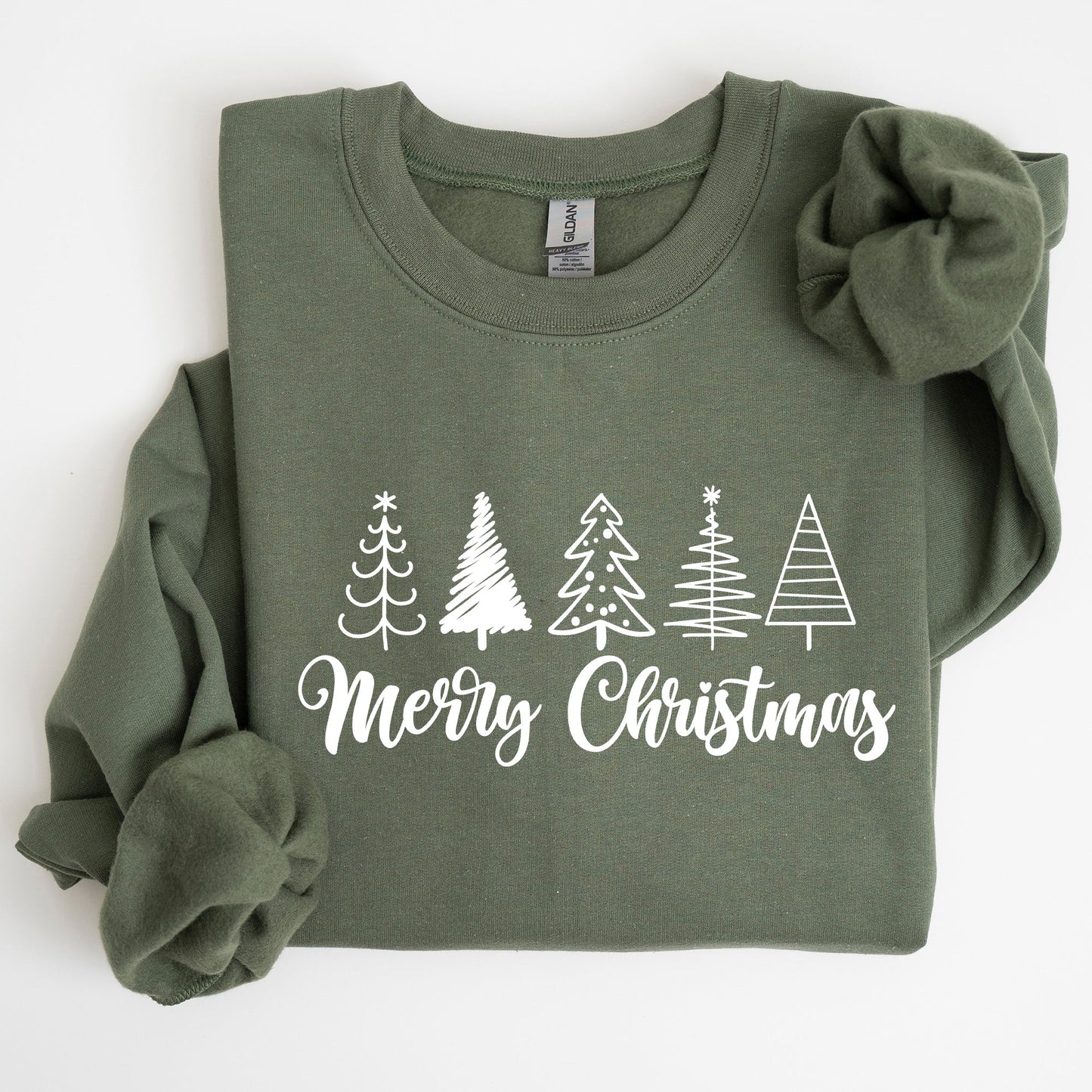 Minimalist Merry Christmas Trees, Classic, Retro, Winter, Santa, Xmas Sweatshirt