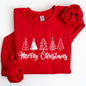 Minimalist Merry Christmas Trees, Classic, Retro, Winter, Santa, Xmas Sweatshirt