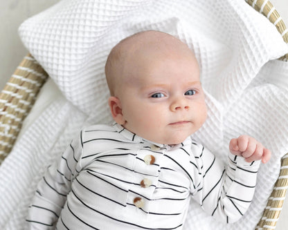 Knotted Baby Gown Set - Black Stripes (Newborn-3 months)