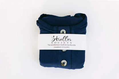 3-Piece Baby Outfit - Newborn Take Home Outfit - Navy Blue