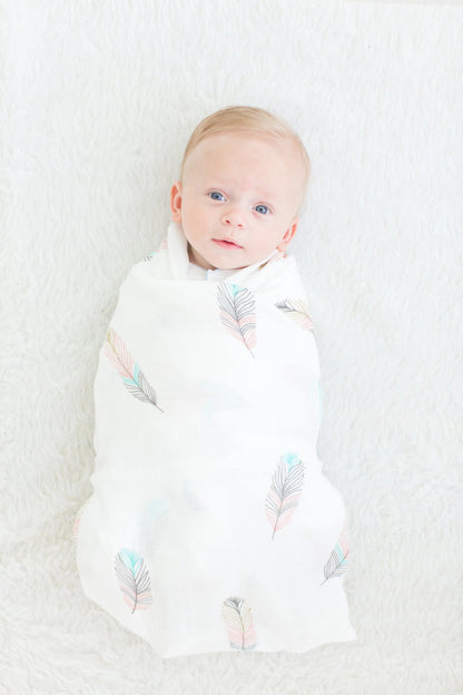 Swaddle Blanket - Bamboo and Cotton - Feather