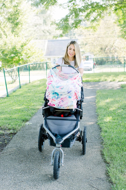Car Seat Canopy and Breastfeeding Cover - Flora