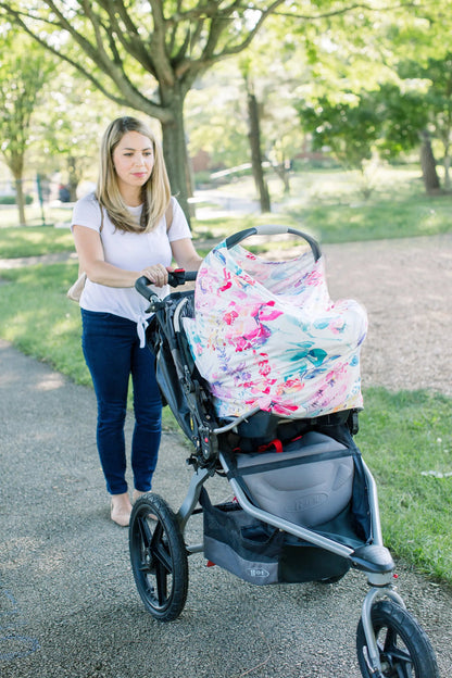 Car Seat Canopy and Breastfeeding Cover - Flora