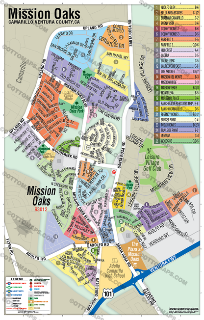 Mission Oaks Map, Camarillo, Ventura County - POSTER PRINTS