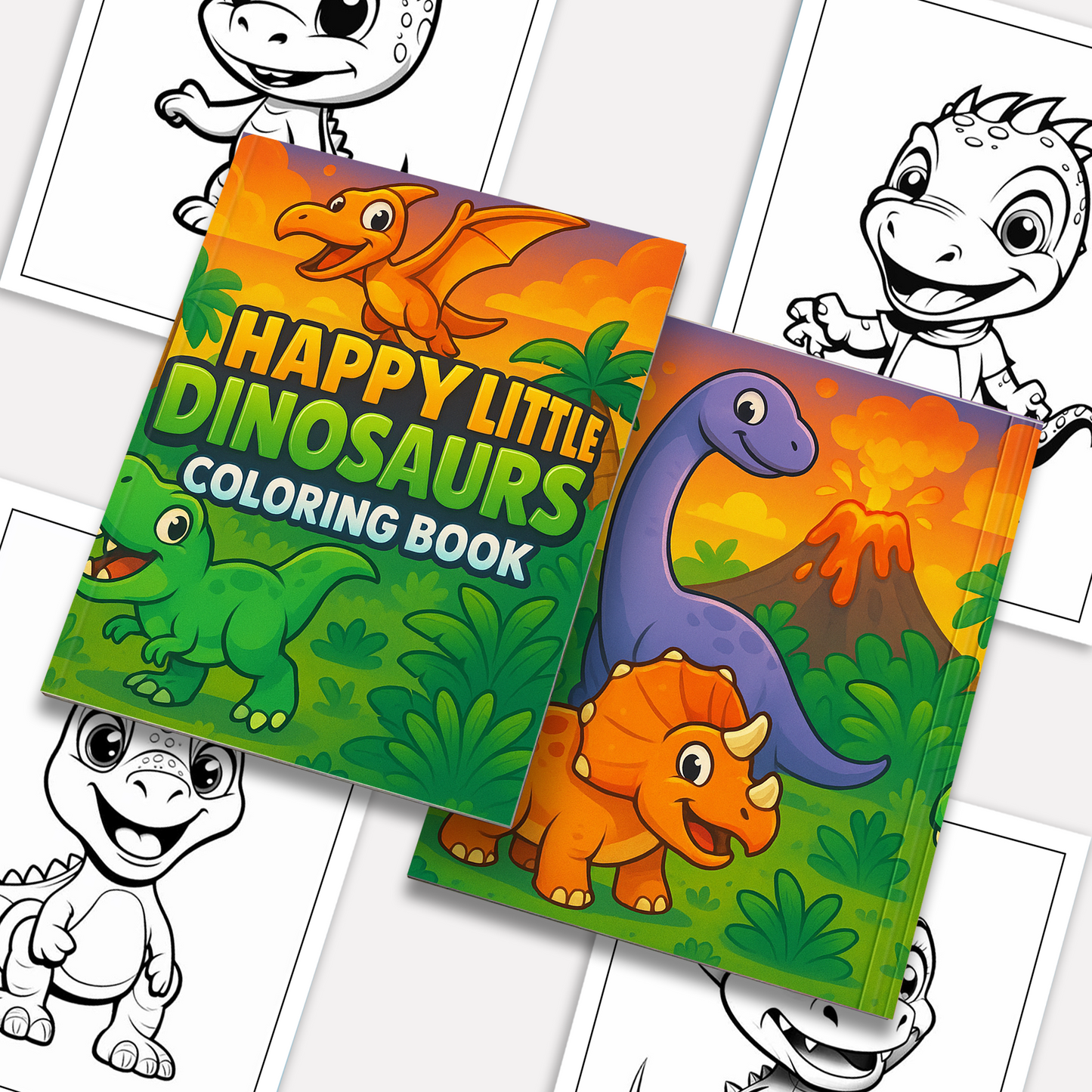 Happy Little Dinosaurs – Dinosaur Coloring Pages – 48 Pages – Adorable, Fun-Loving, Beginner-Friendly – For Kids