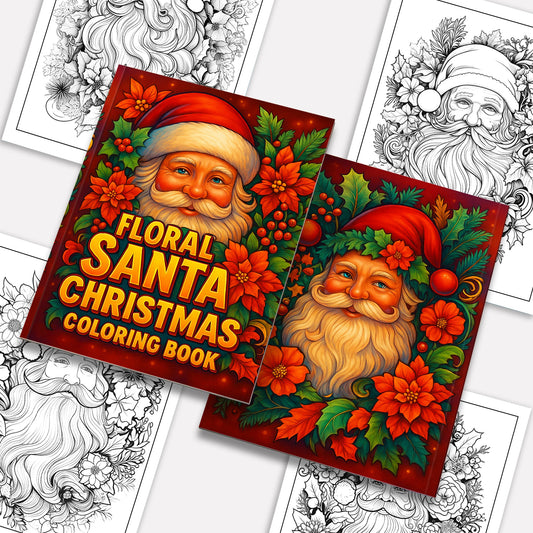 Floral Santa Christmas Coloring Pages – 48 Festive Flower Designs for Adults