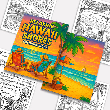 Relaxing Hawaii Shores Coloring Pages – 48 Serene Coastal Views for Adults