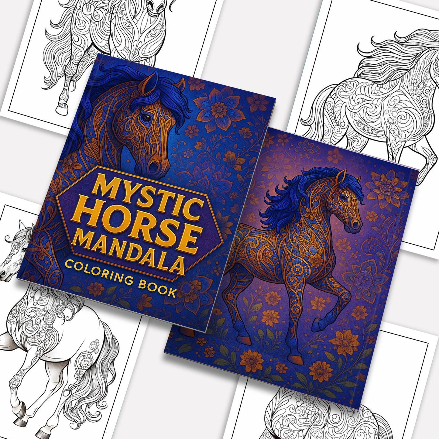 Mystic Horse Mandalas – Mandala Coloring Pages – 48 Pages – Intricate Patterns, Calm Energy – For Adults