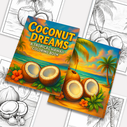 Coconut Dreams Hawaii Coloring Pages – 48 Tropical Beach Scenes for Adults