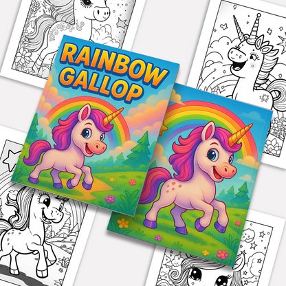 Rainbow Gallop Coloring Pages – 48 Magical Creatures & Scenes – for Kids