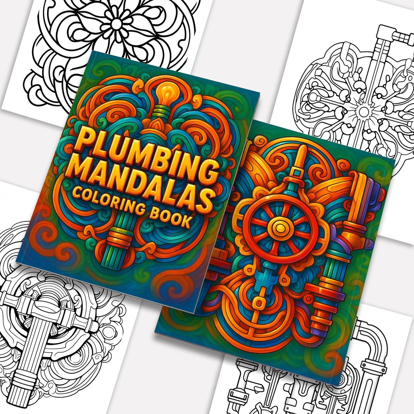 Plumbing Mandalas Coloring Pages – 48 Industrial Pipe Art Designs for Adults