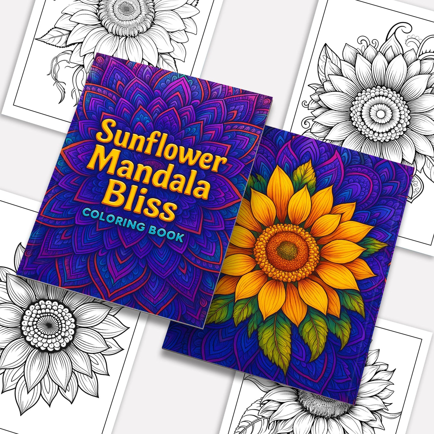 Sunflower Mandala Bliss Coloring Pages – 48 Floral Designs for Adults