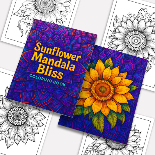 Sunflower Mandala Bliss Coloring Pages – 48 Floral Designs for Adults