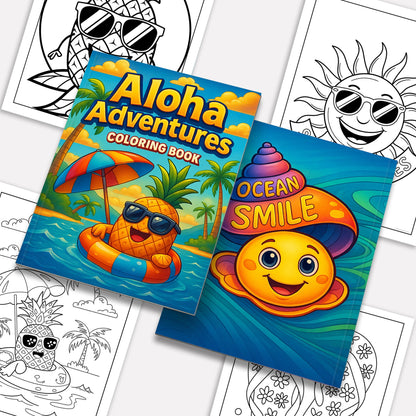 Aloha Adventures Coloring Pages – 48 Cute Beach & Ocean Scenes for Kids