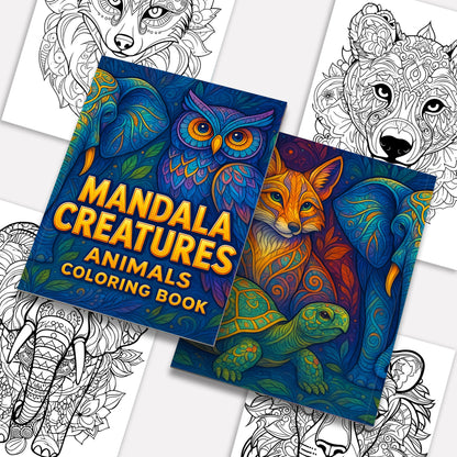 Mandala Creatures – Animals Coloring Pages – 48 Pages – Detailed Animal Mandalas, Artistic Zen Designs, Stress Relief – For Adults