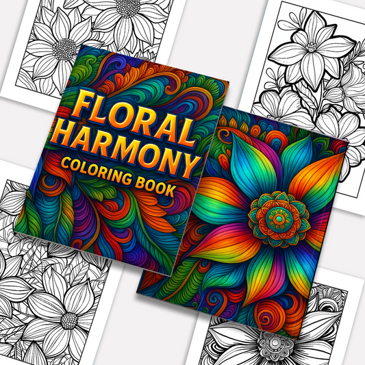 Floral Harmony – Flower Coloring Pages – 48 Pages – Calm, Elegant, Nature-Inspired Patterns – For Adults