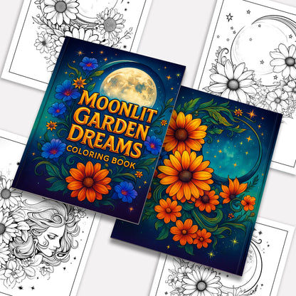 Moonlit Garden Dreams Coloring Pages – 48 Floral & Celestial Designs for Adults