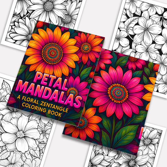 Petal Mandalas Coloring Pages – 48 Intricate Floral Zentangle Designs for Adults