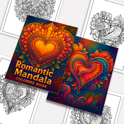 Romantic Mandala Coloring Pages – 48 Whimsical Love and Floral Patterns for Adults