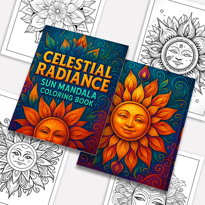 Celestial Radiance – Sun Mandala Coloring Pages – 48 Relaxing Designs for Adults