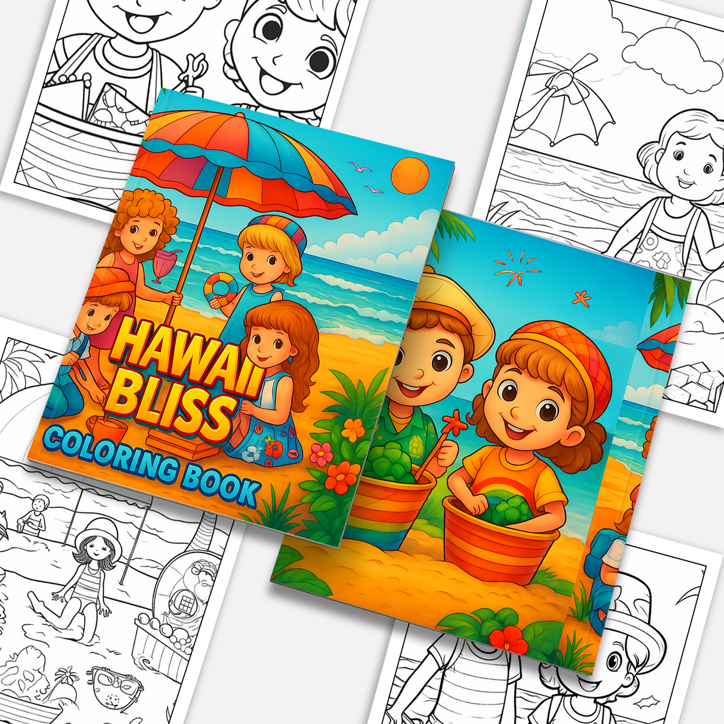 Hawaii Bliss Coloring Pages – 48 Summer Scenes for Kids