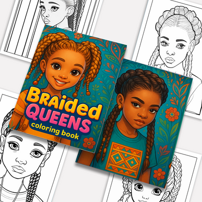 Braided Queens – Black Girls Coloring Pages – 48 Pages – Stylish, Empowering, Diverse Hairstyles – For Kids