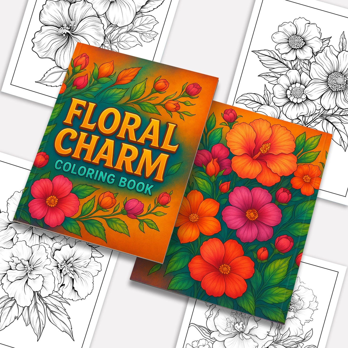Floral Charm Coloring Pages – 48 Elegant Flower Designs for Adults