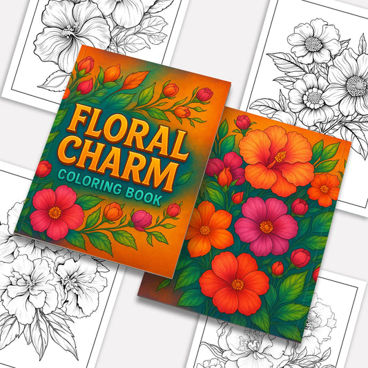 Floral Charm Coloring Pages – 48 Elegant Flower Designs for Adults