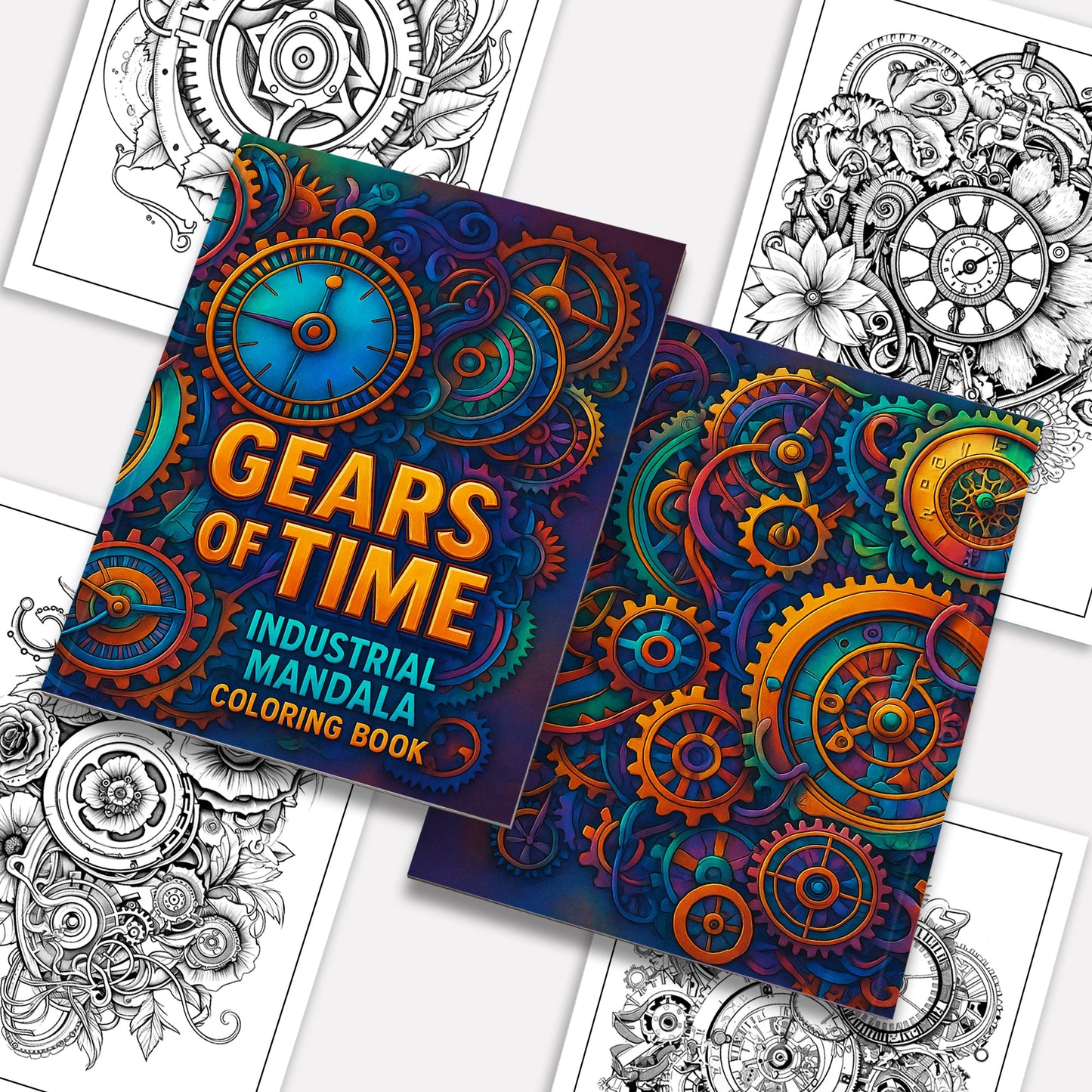 Gears of Time Coloring Pages – 48 Industrial-Themed Mandalas for Adults