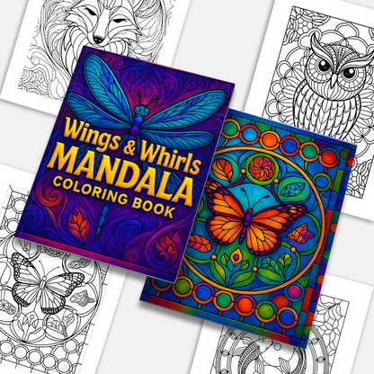 Wings & Whirls Mandala Coloring Pages – 48 Intricate Designs for Adults