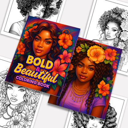 Bold & Beautiful Coloring Pages – 48 Confident Black Girl Portraits for Adults