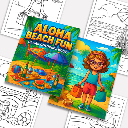 Aloha Beach Fun Coloring Page – 48 Pages – For Kids