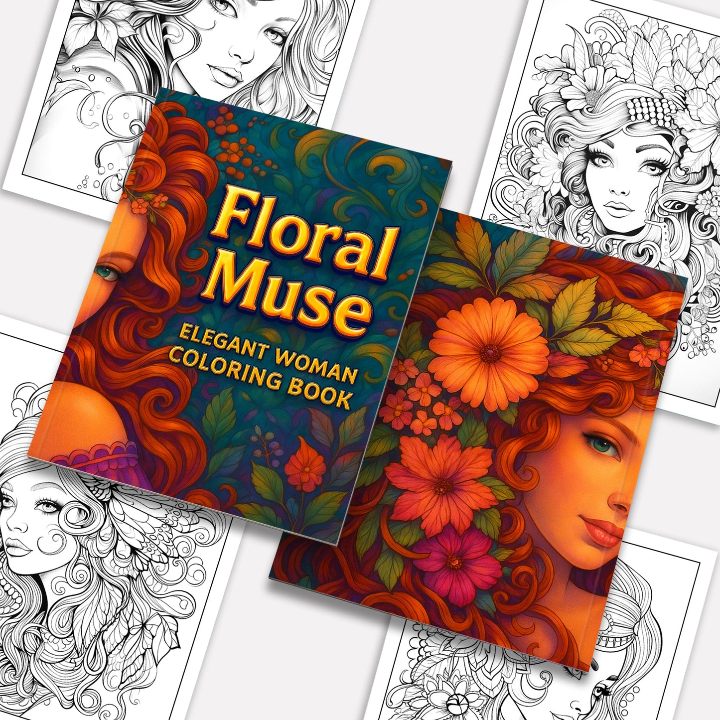 Floral Muse Coloring Pages – 48 Elegant Woman Designs for Adults