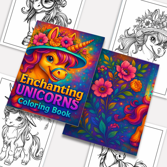 "Enchanting Unicorns Coloring Pages – 48 Pages – Magical Fantasy for Kids  Unicorn"