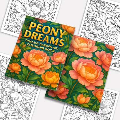 Peony Dreams Garden Coloring Pages – 48 Pages – Timeless Floral Art, Blooming Peonies, Graceful Designs – For Adults